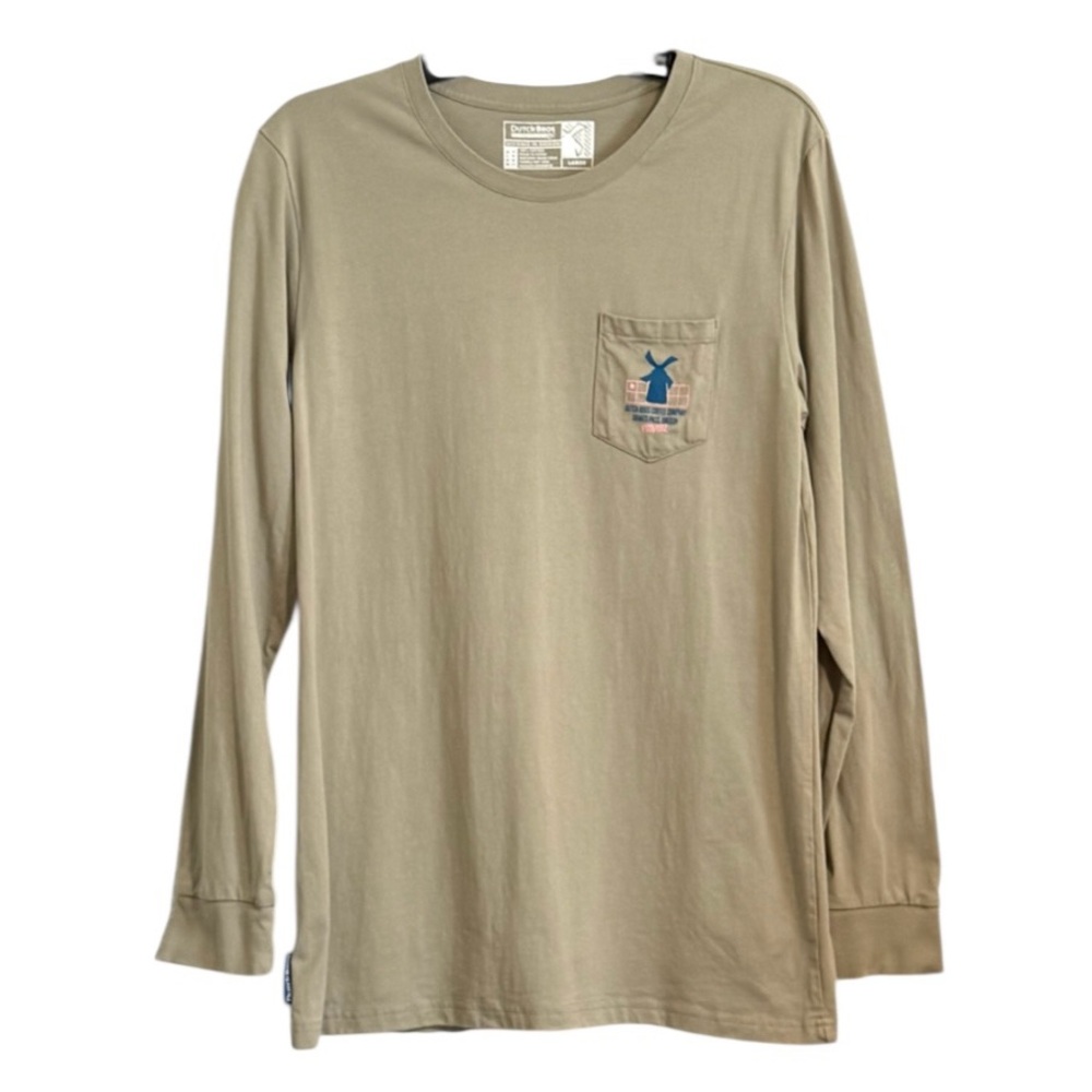 Dutch Bros Coffee Radiate Kindness Graphic Tee Beige Long Sleeve Cotton Size L
